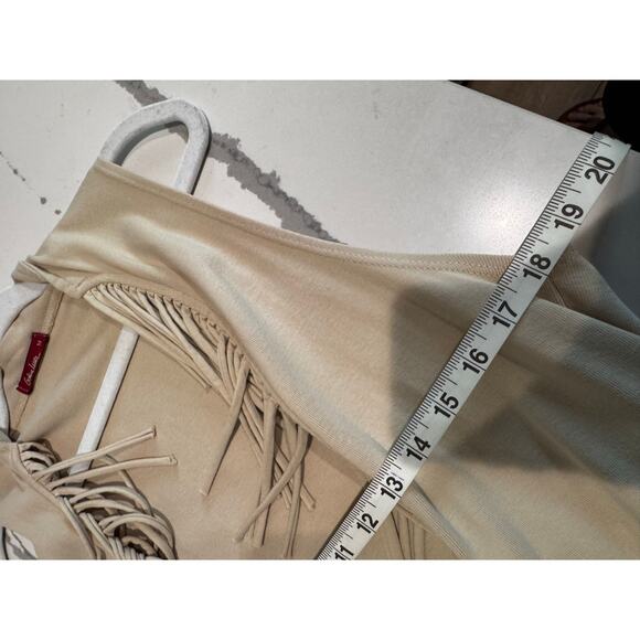 Barbara Lesser Women's Fringe Vest Open Front Size Medium Tan Western - Picture 3 of 7